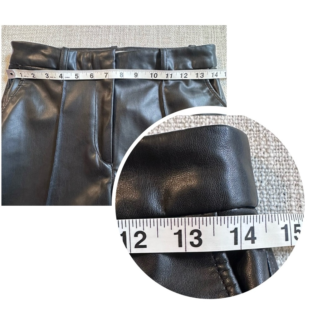 H&M Black Vegan Leather Trousers Coated Pants Faux Straight Leg Women's 6 - Picture 10 of 13